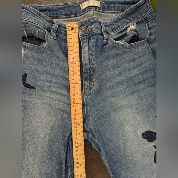 Harper Heritage Womens Blue Jeans Embroidered Floral High Rise Straight - Picture 9 of 10